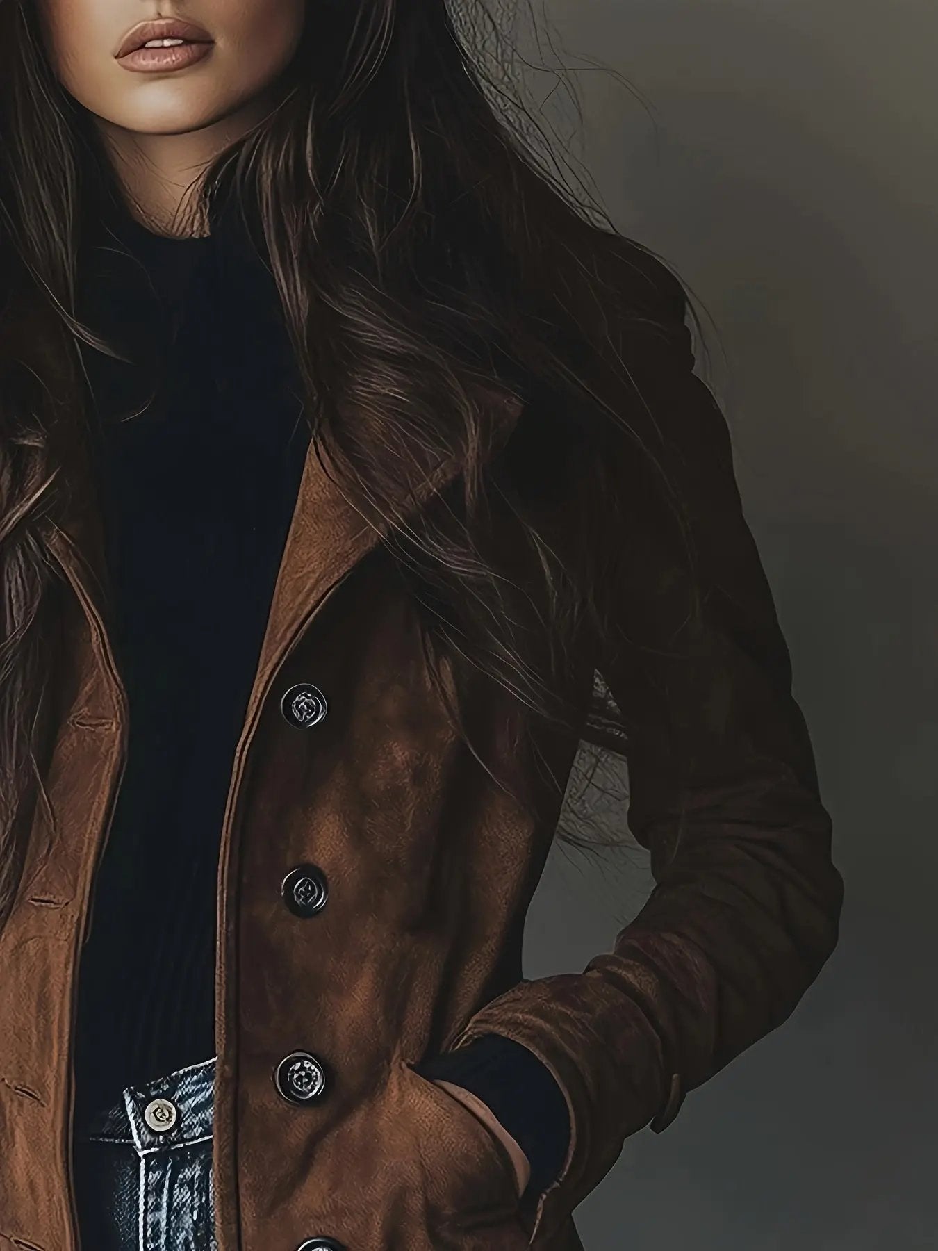 Elegant Long Coat - A Touch of Suede for Your Style MollyBoo