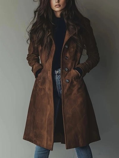 Elegant Long Coat - A Touch of Suede for Your Style MollyBoo