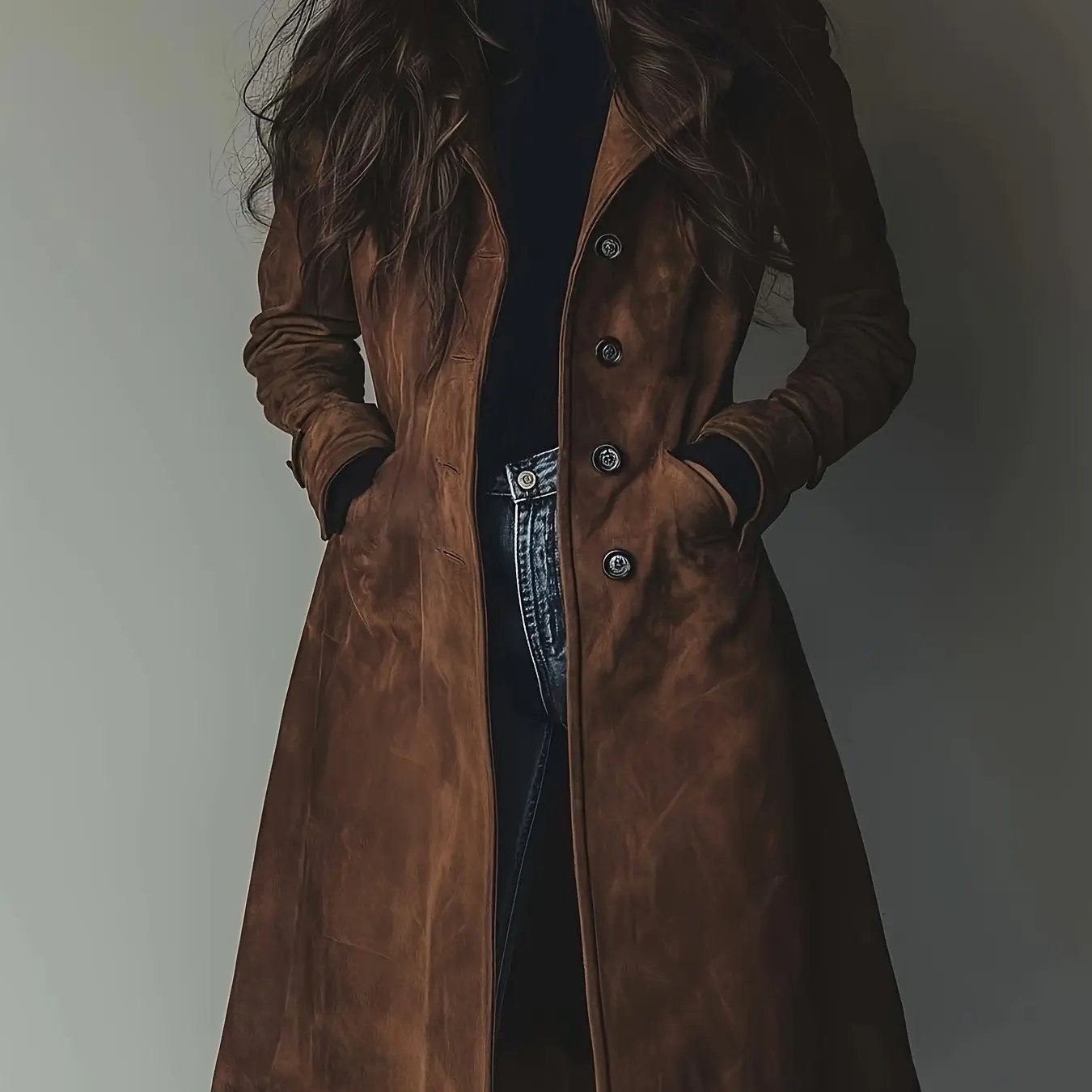 Elegant Long Coat - A Touch of Suede for Your Style MollyBoo