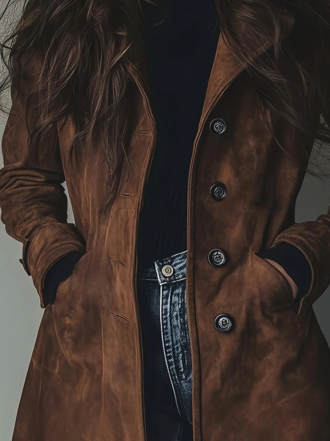 Elegant Long Coat - A Touch of Suede for Your Style MollyBoo