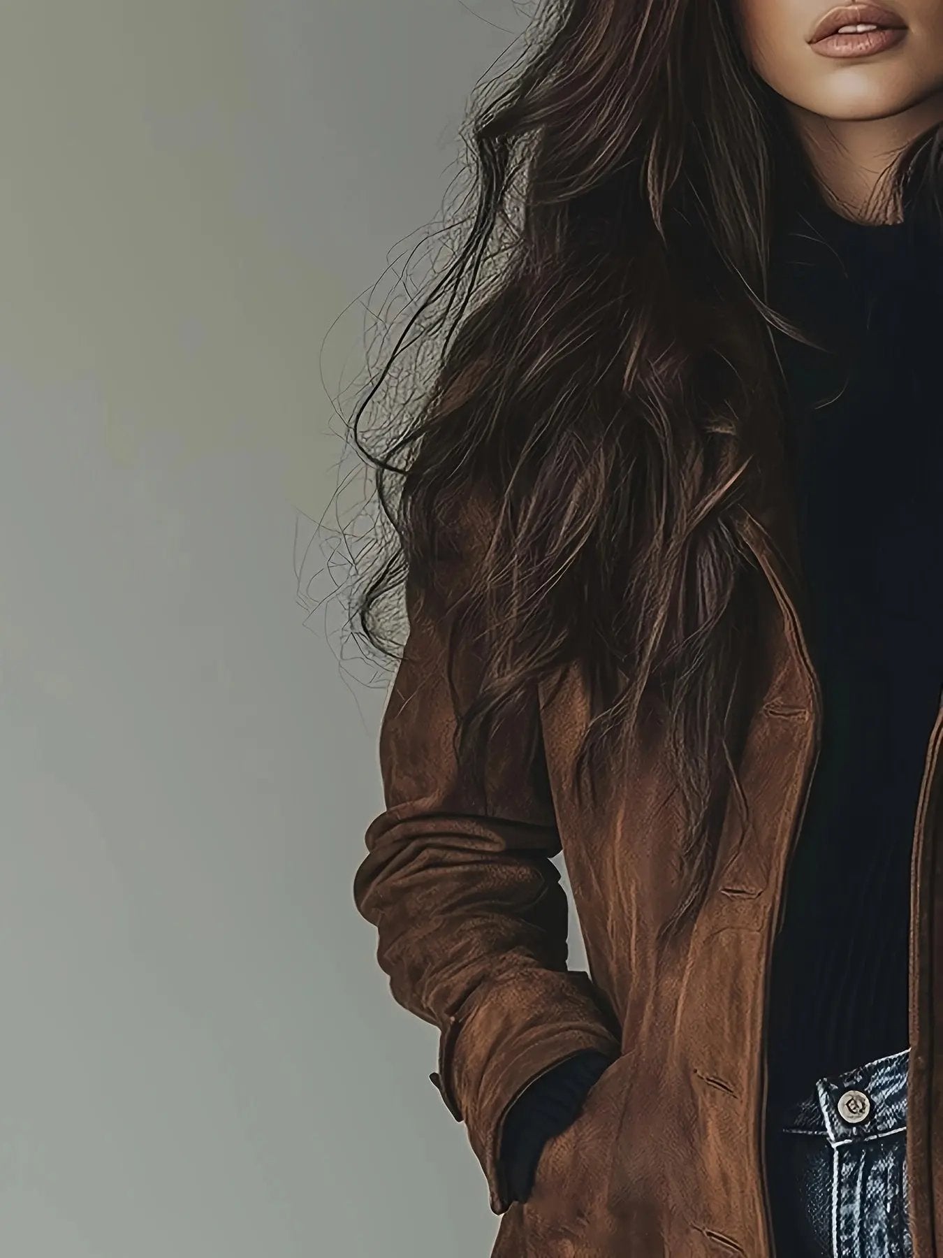 Elegant Long Coat - A Touch of Suede for Your Style MollyBoo