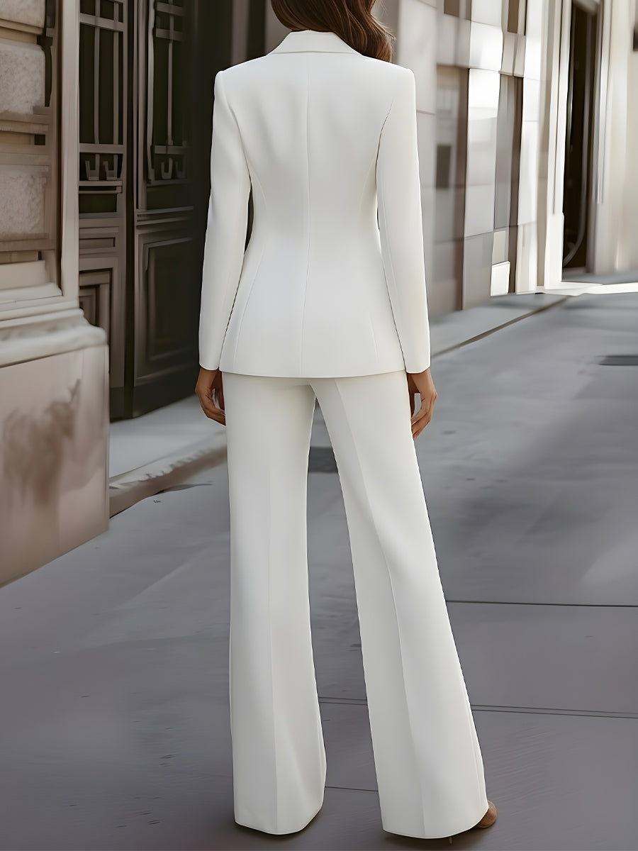 Tailored Pantsuit With Floral Lapel Detail MollyBoo