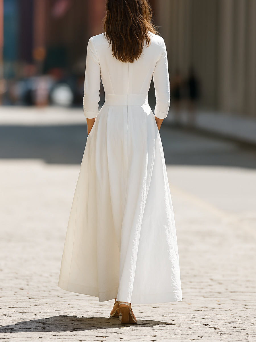 White Longline Structured Maxi Dress MollyBoo