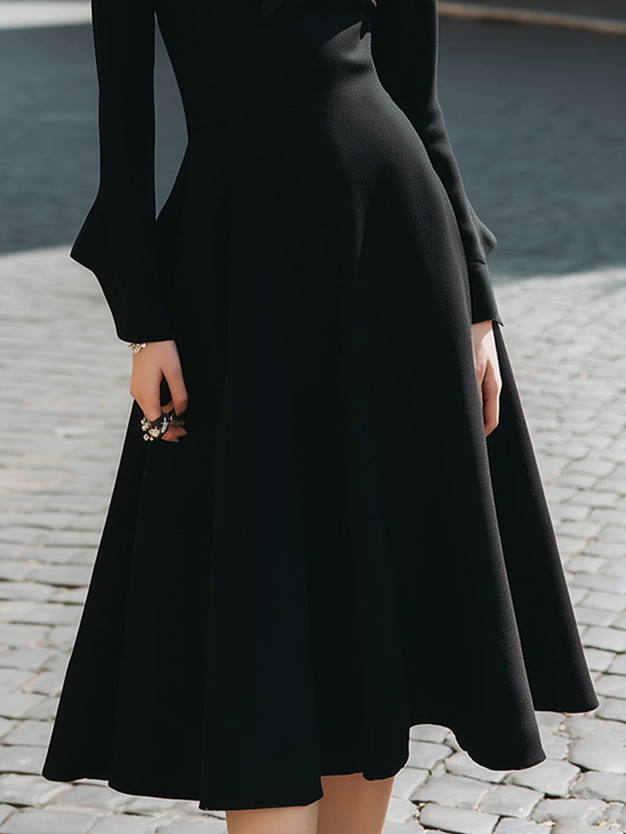 Chic Tie-Neck A-Line Midi Dress MollyBoo