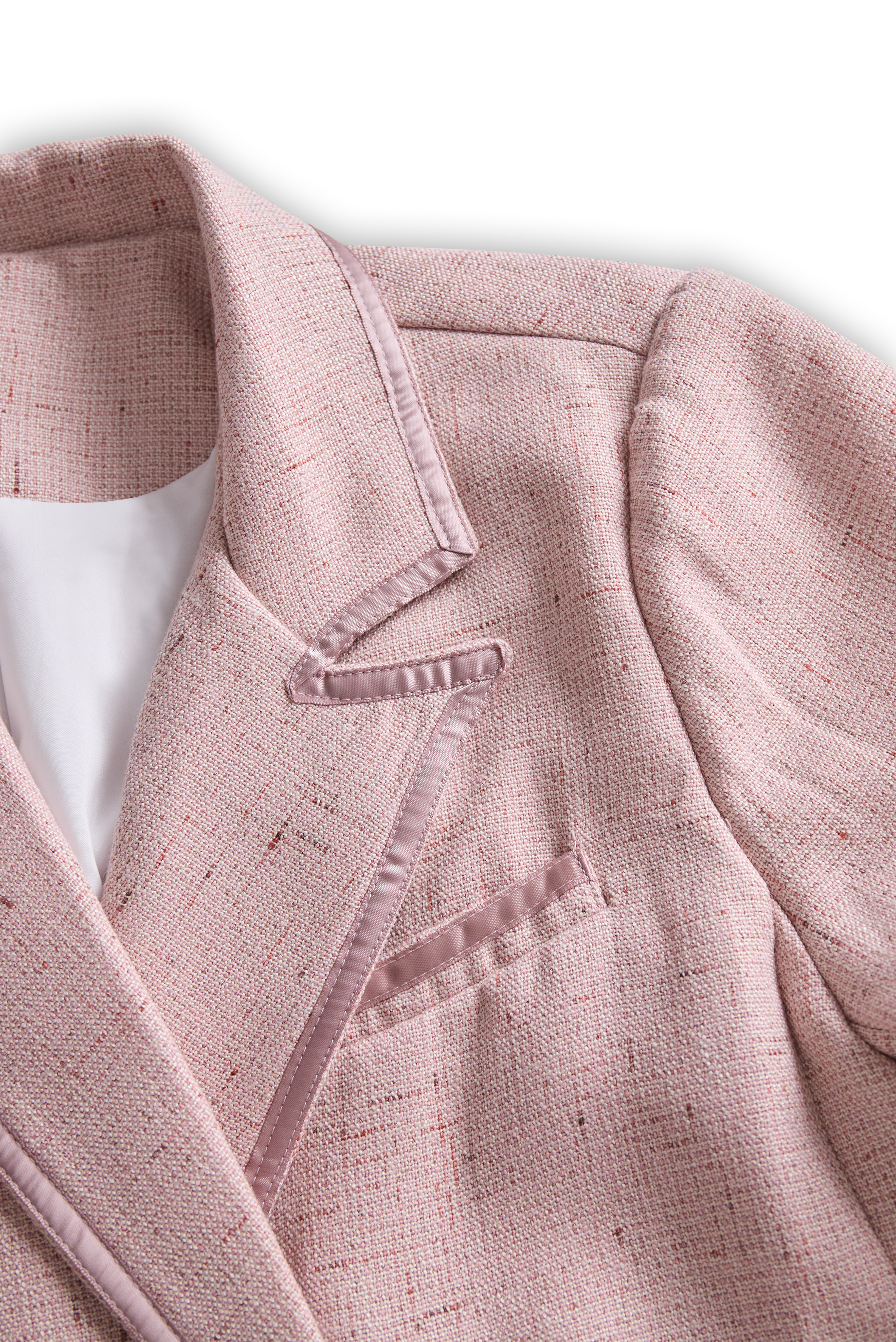 Chic Soft Pink Tweed Suit with Feminine Tailoring and Pearl Accents MollyBoo
