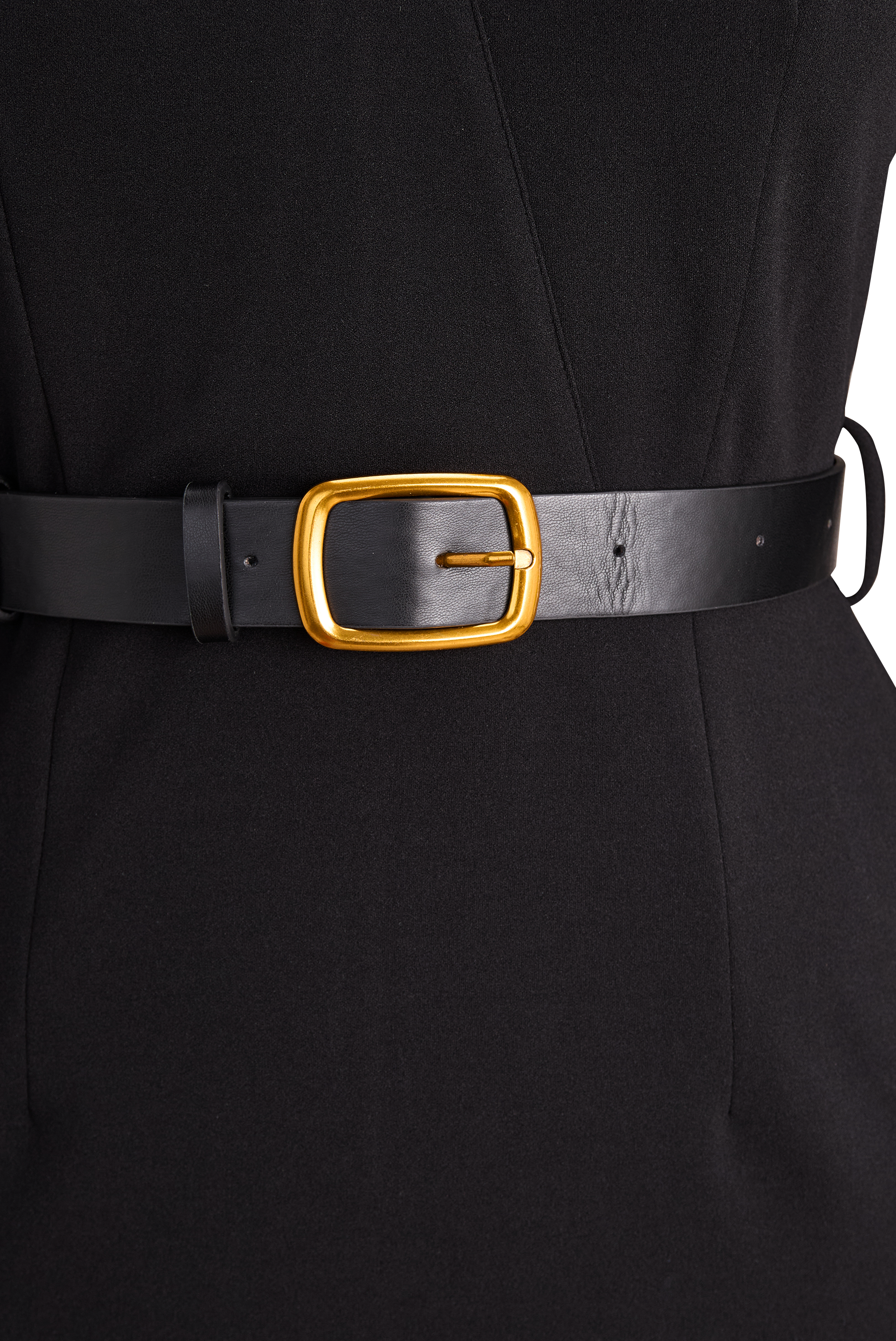 Refined Black Belted Sheath Dress with Mandarin Collar MollyBoo
