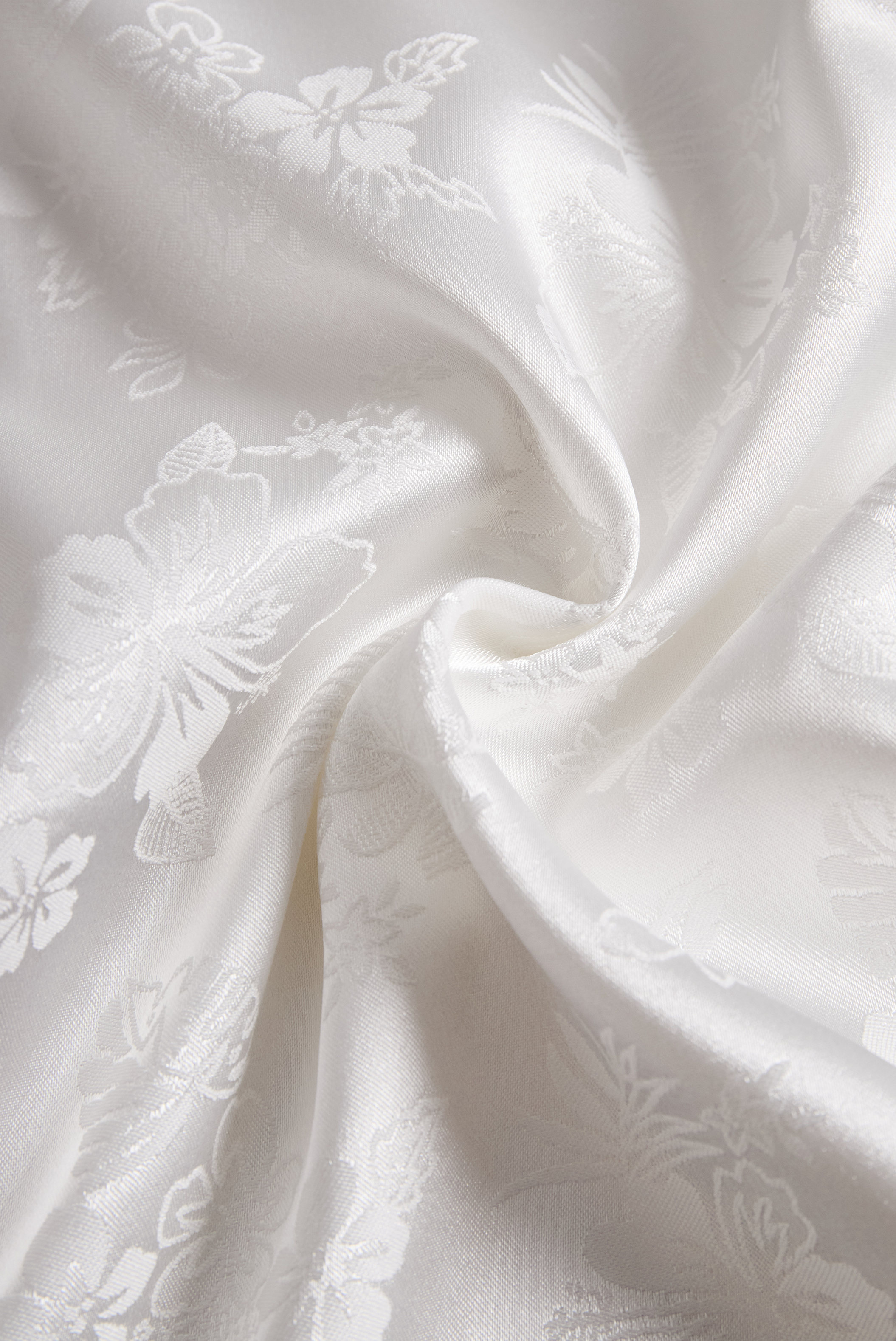 Elegant Ivory Satin Jacquard Shirt MollyBoo