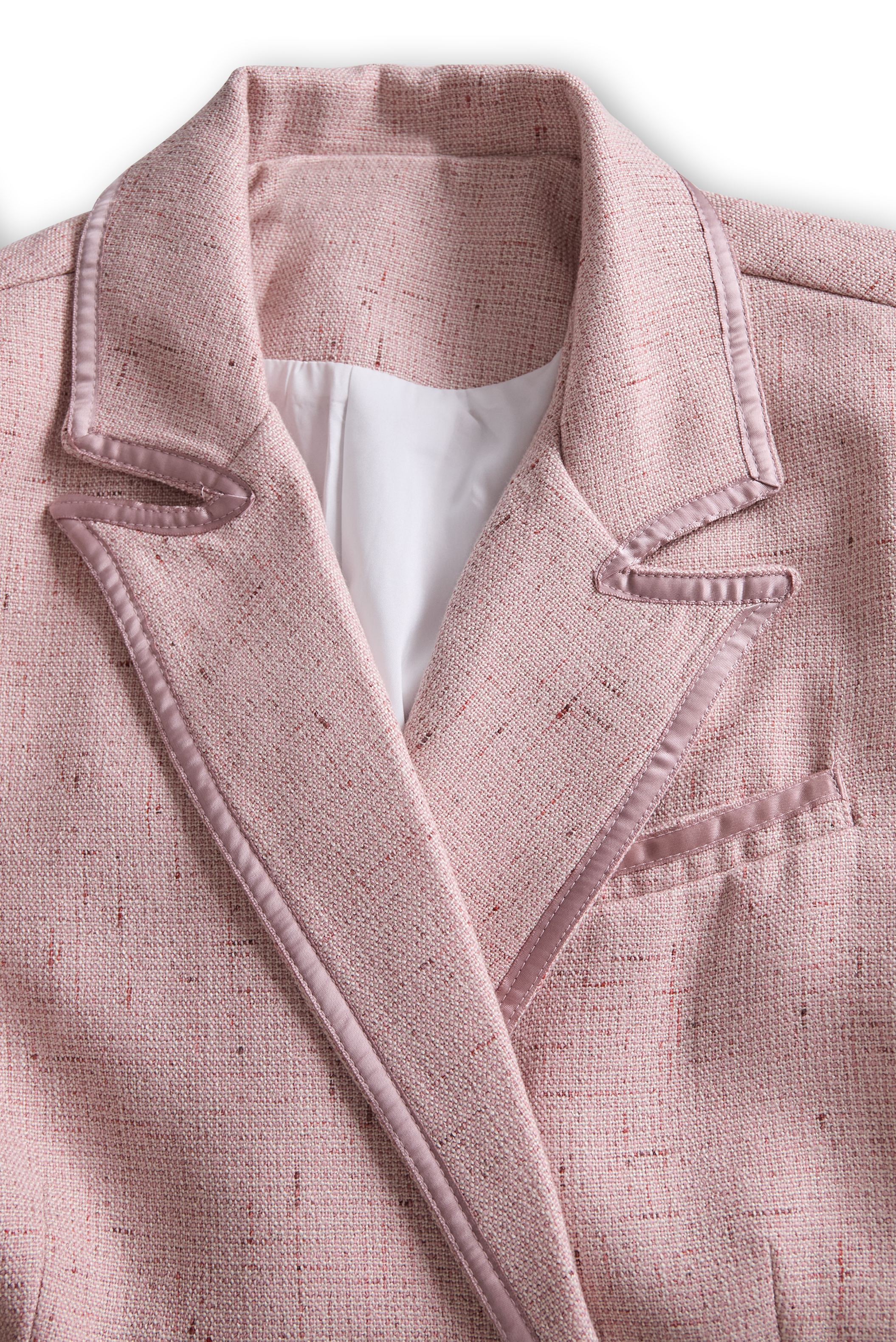 Chic Soft Pink Tweed Suit with Feminine Tailoring and Pearl Accents MollyBoo