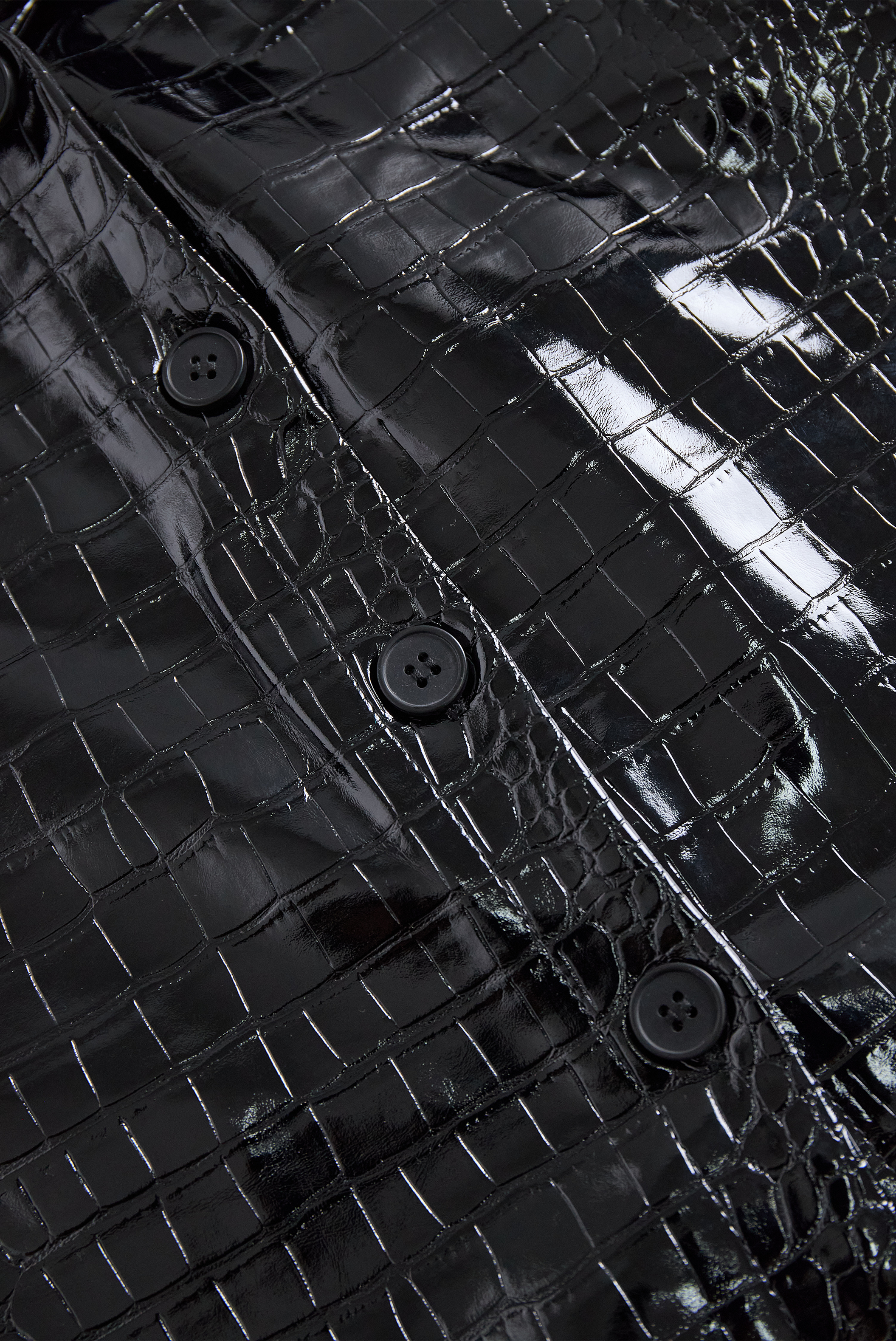 Glossy Black Crocodile Embossed Shirt MollyBoo