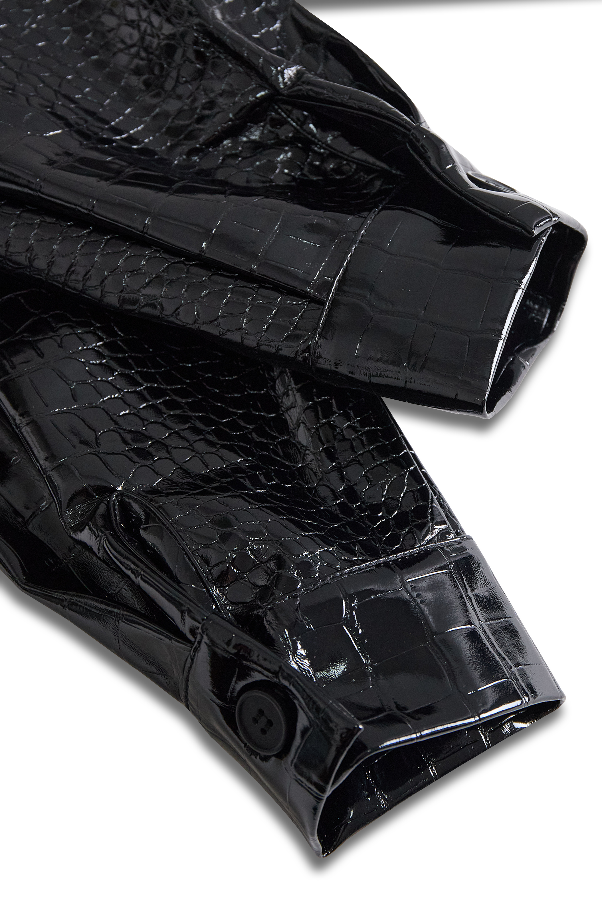 Glossy Black Crocodile Embossed Shirt MollyBoo