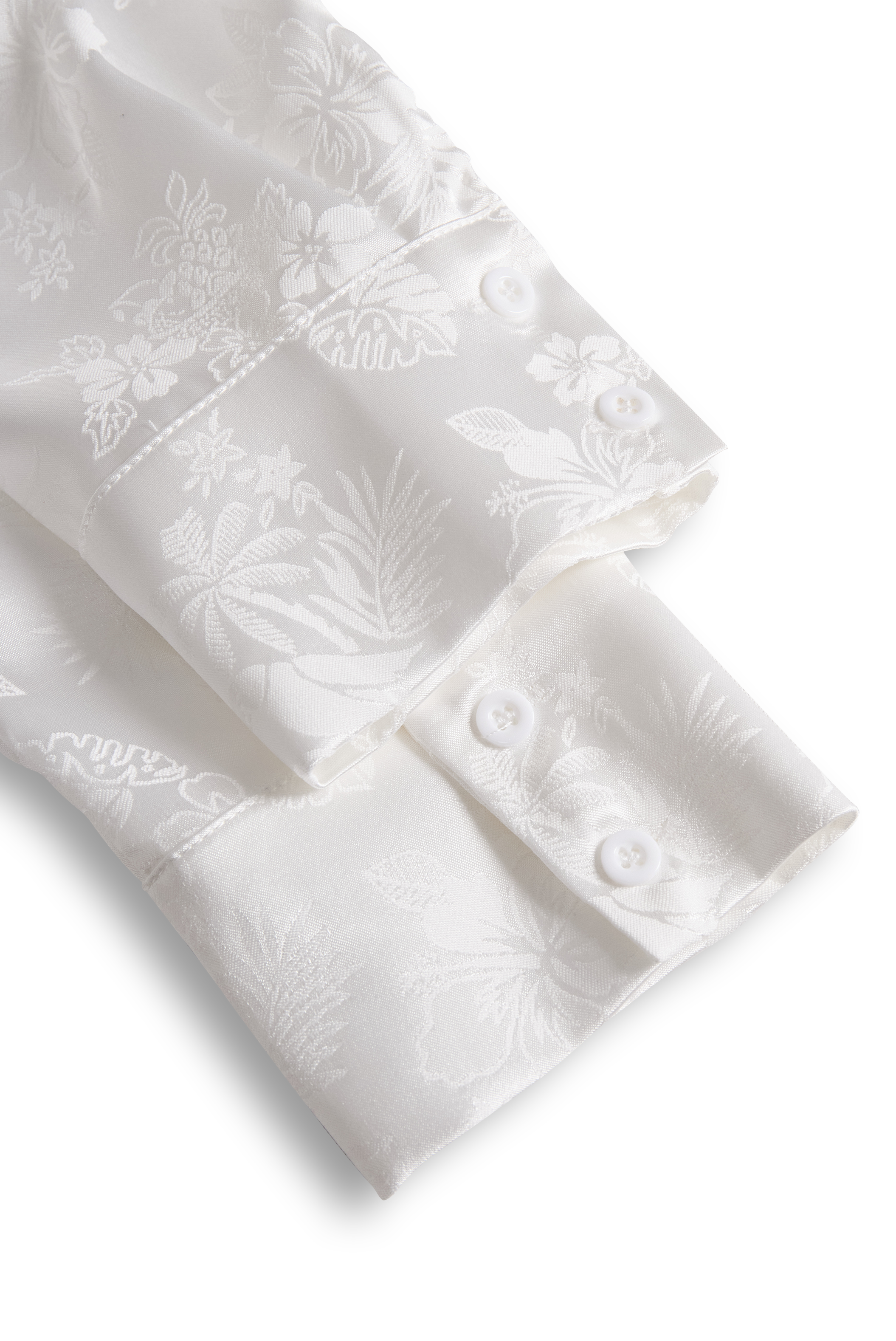 Elegant Ivory Satin Jacquard Shirt MollyBoo