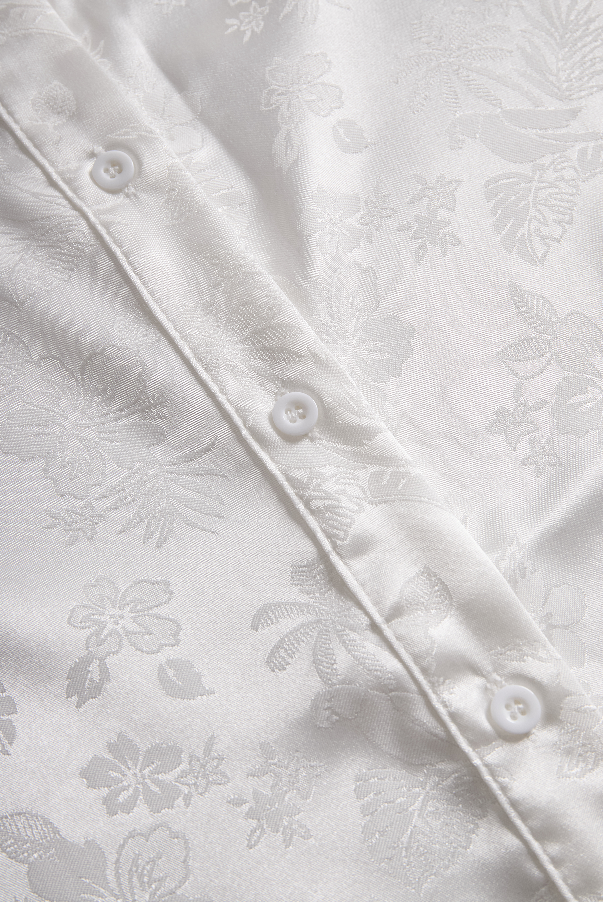 Elegant Ivory Satin Jacquard Shirt MollyBoo