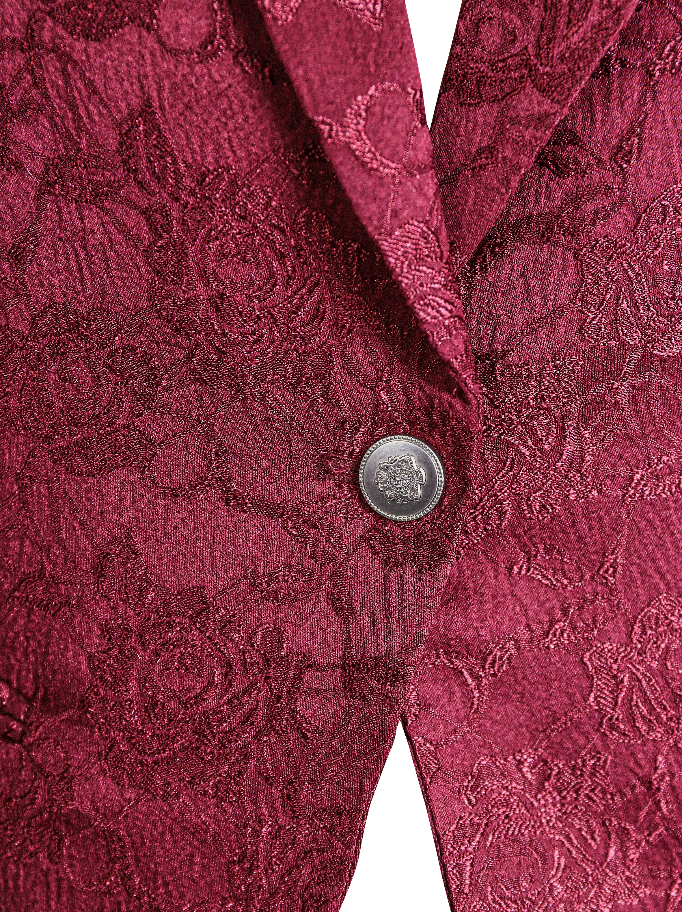 Burgundy Floral Jacquard Single-Breasted Blazer MollyBoo