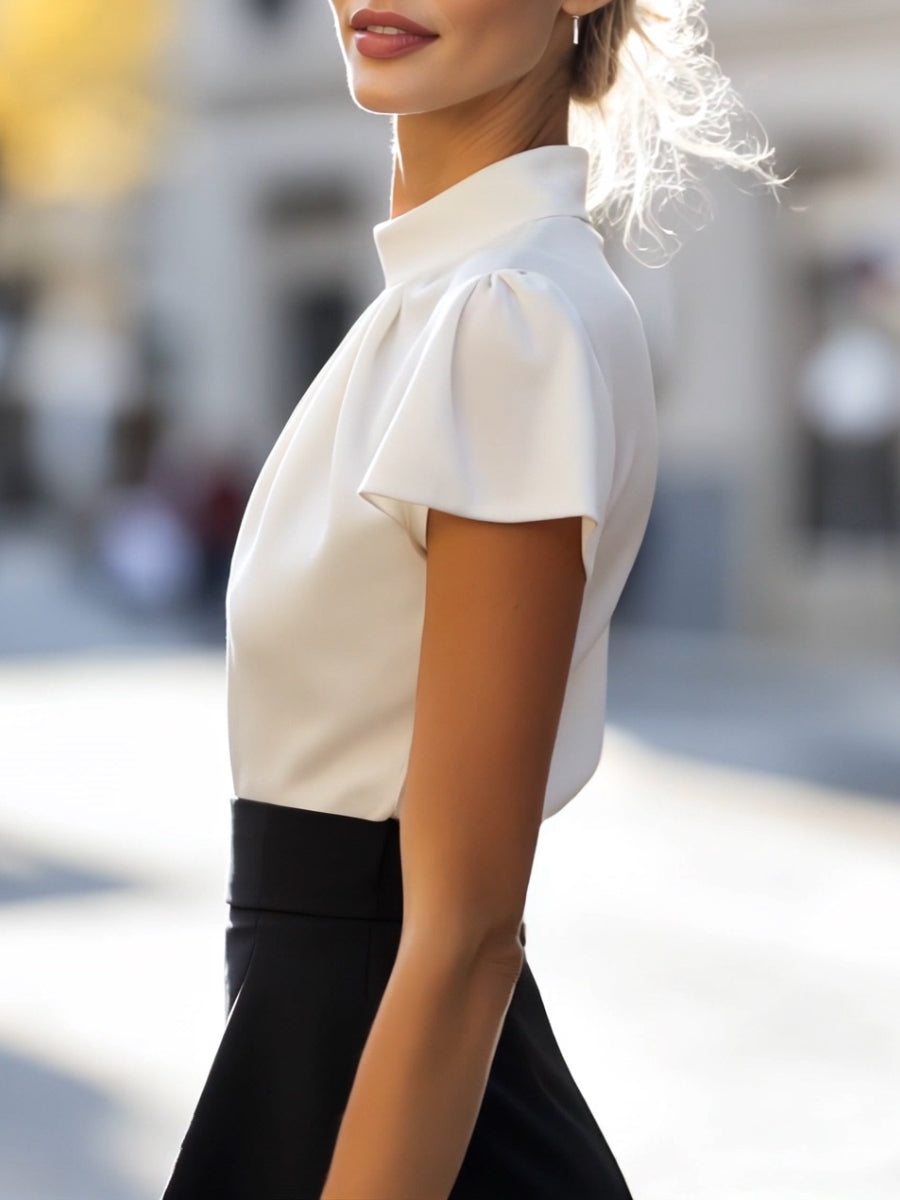 Sophisticated Pleated High-Neck Blouse MollyBoo