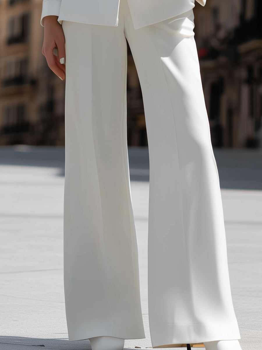 Belted Tailored Pantsuit With Wide-Leg Trousers MollyBoo