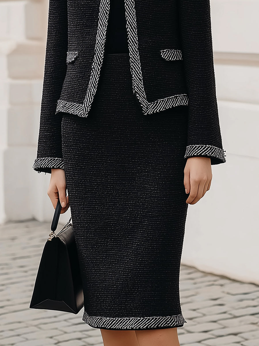 Tweed Skirt Suit With Contrasting Trim MollyBoo