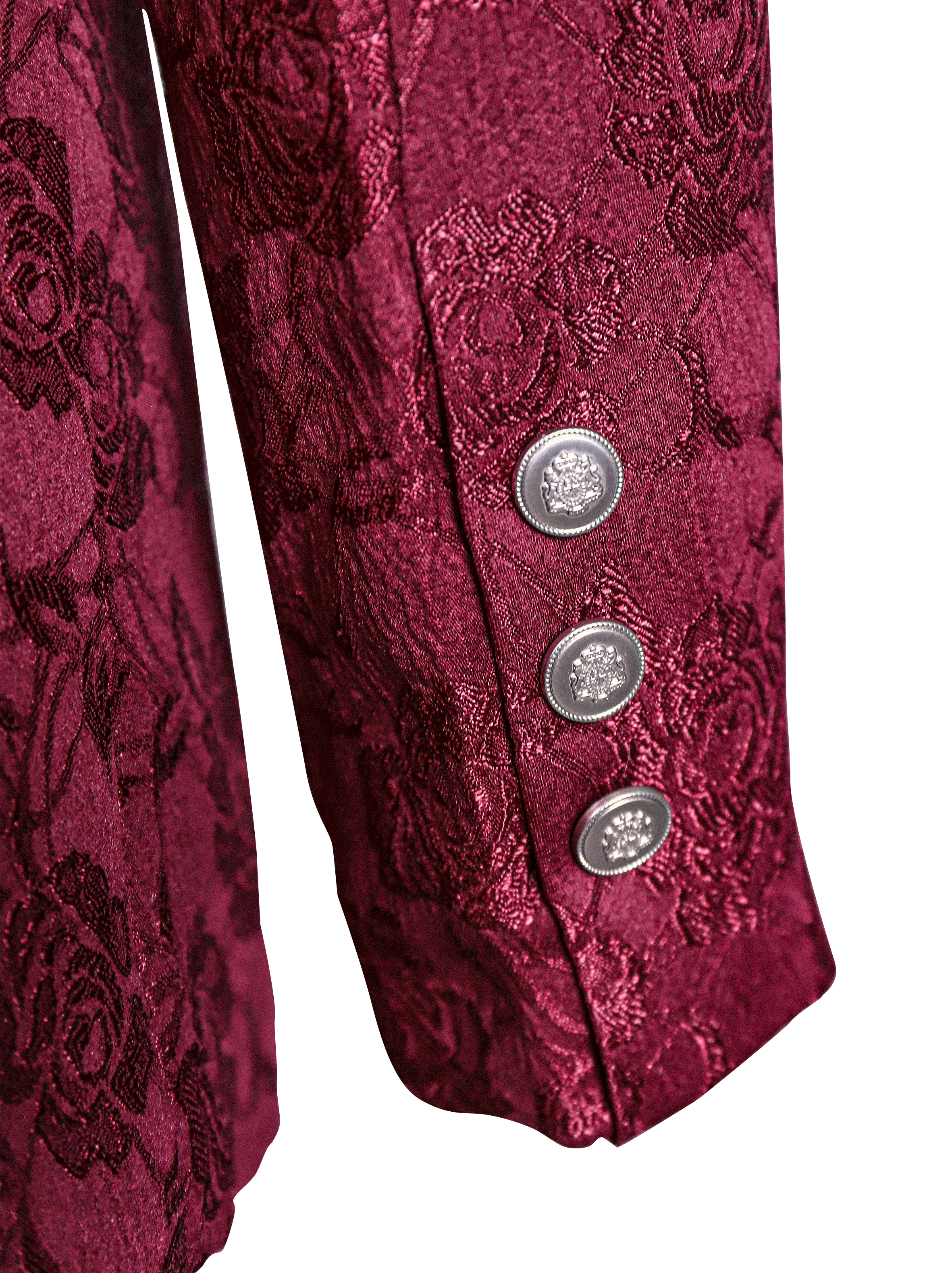 Burgundy Floral Jacquard Single-Breasted Blazer MollyBoo