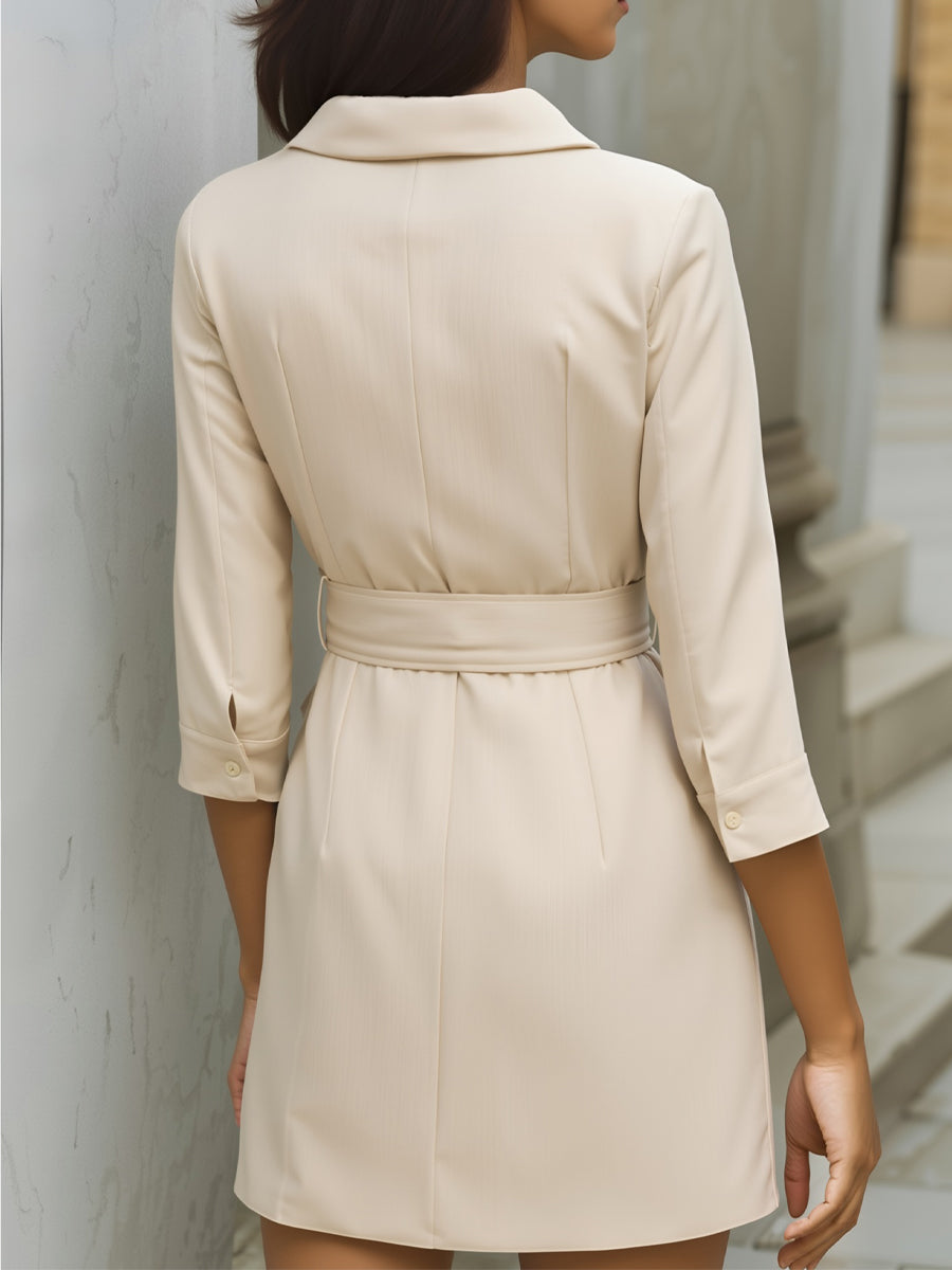 Tailored Blazer-Inspired Mini Dress With Belted Waist MollyBoo