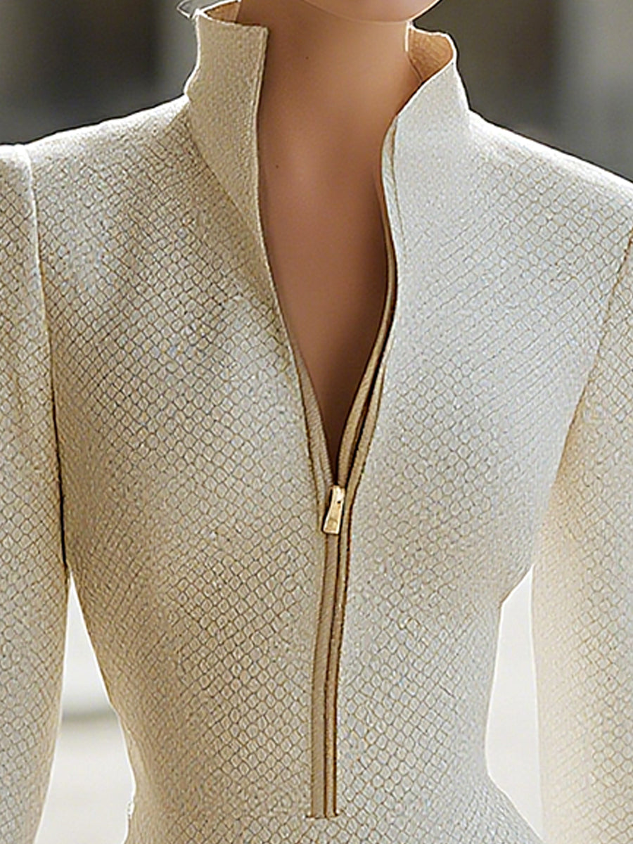 Textured Zipper Hourglass Leather Mini Dress MollyBoo