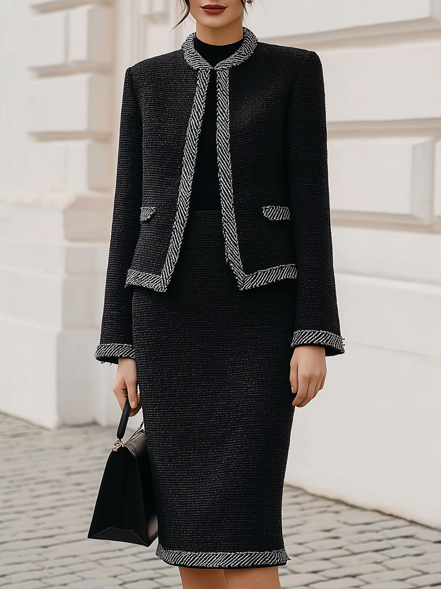 Tweed Skirt Suit With Contrasting Trim MollyBoo