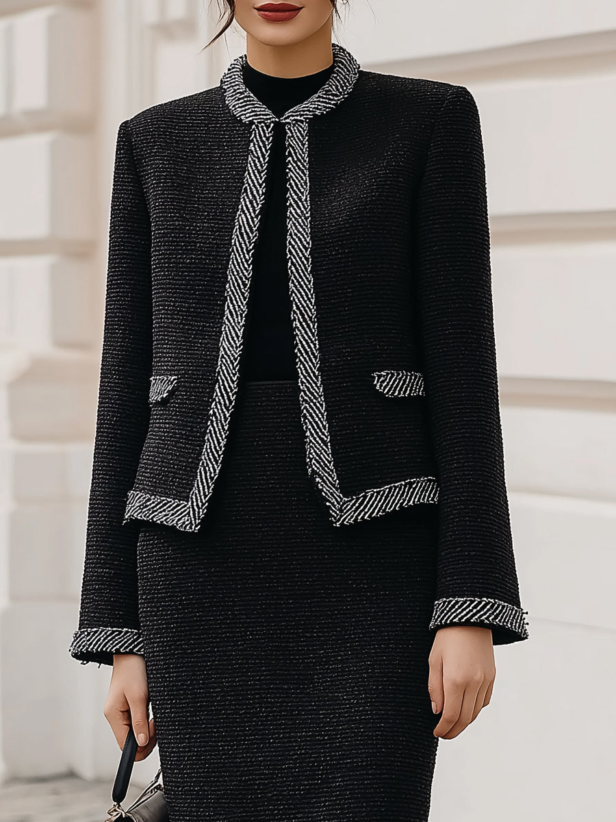 Tweed Skirt Suit With Contrasting Trim MollyBoo