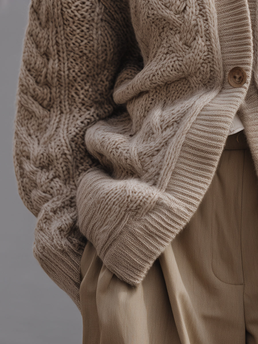 Chunky Cable Knit Button Cardigan MollyBoo
