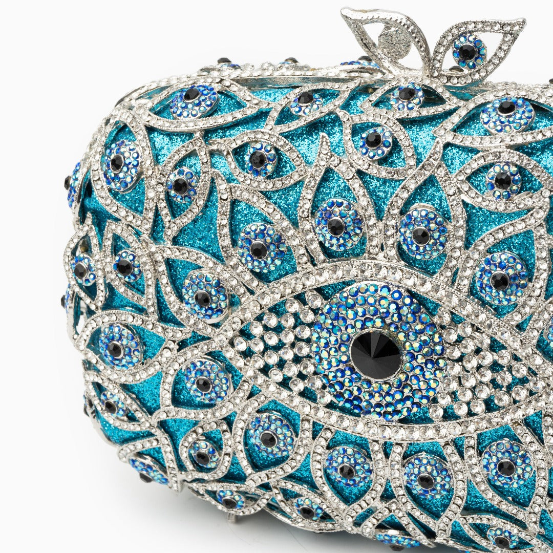 Crystal Evil Eye Clutch Bag - Sky Blue LUXBAG