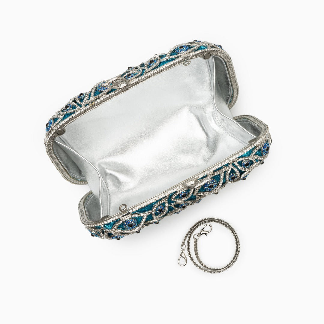 Crystal Evil Eye Clutch Bag - Sky Blue LUXBAG