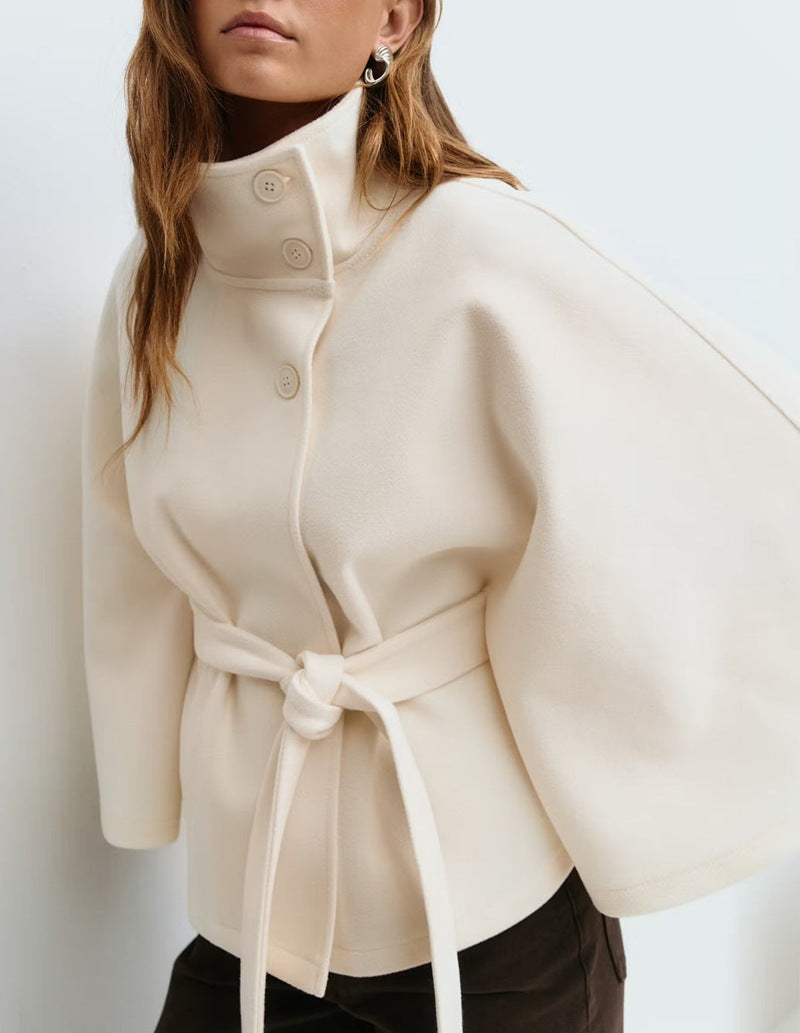 Short Cape with High Collar and Belt - Casual Sophistication MollyBoo