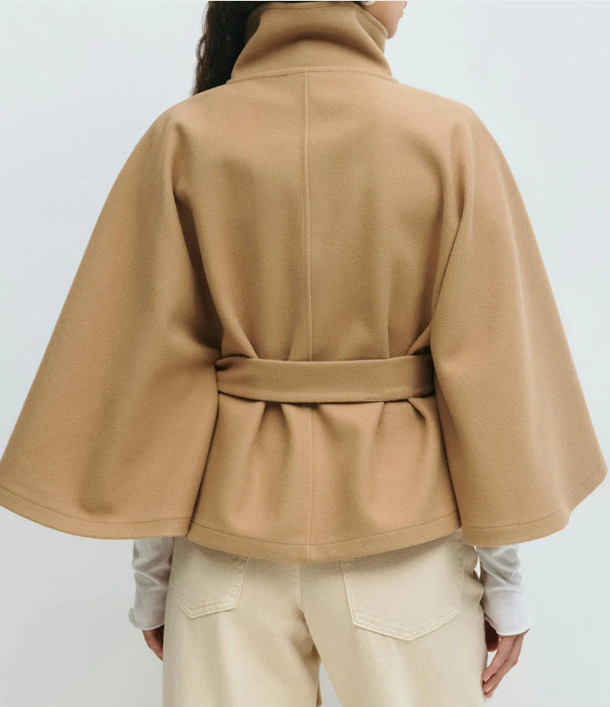 Short Cape with High Collar and Belt - Casual Sophistication MollyBoo