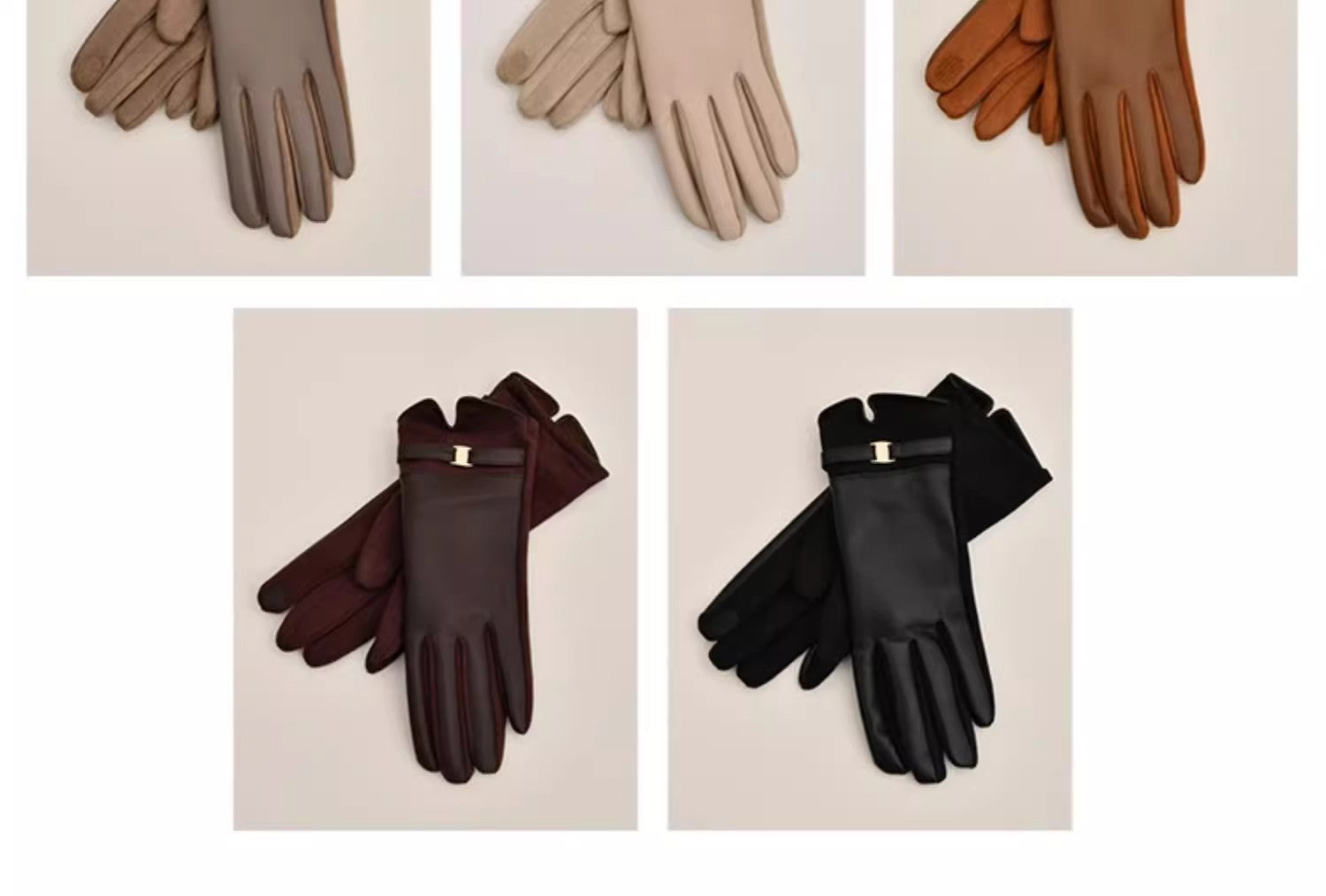 Leather and Suede Gloves with Metallic Detail MollyBoo
