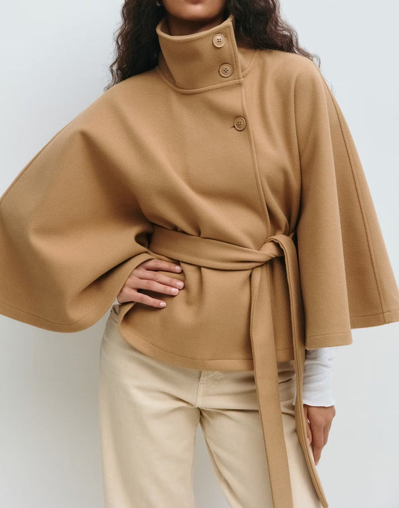Short Cape with High Collar and Belt - Casual Sophistication MollyBoo