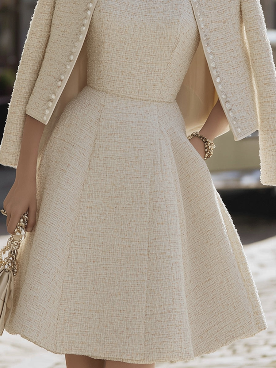 Tweed Dress And Pearl-Trimmed Jacket Set MollyBoo