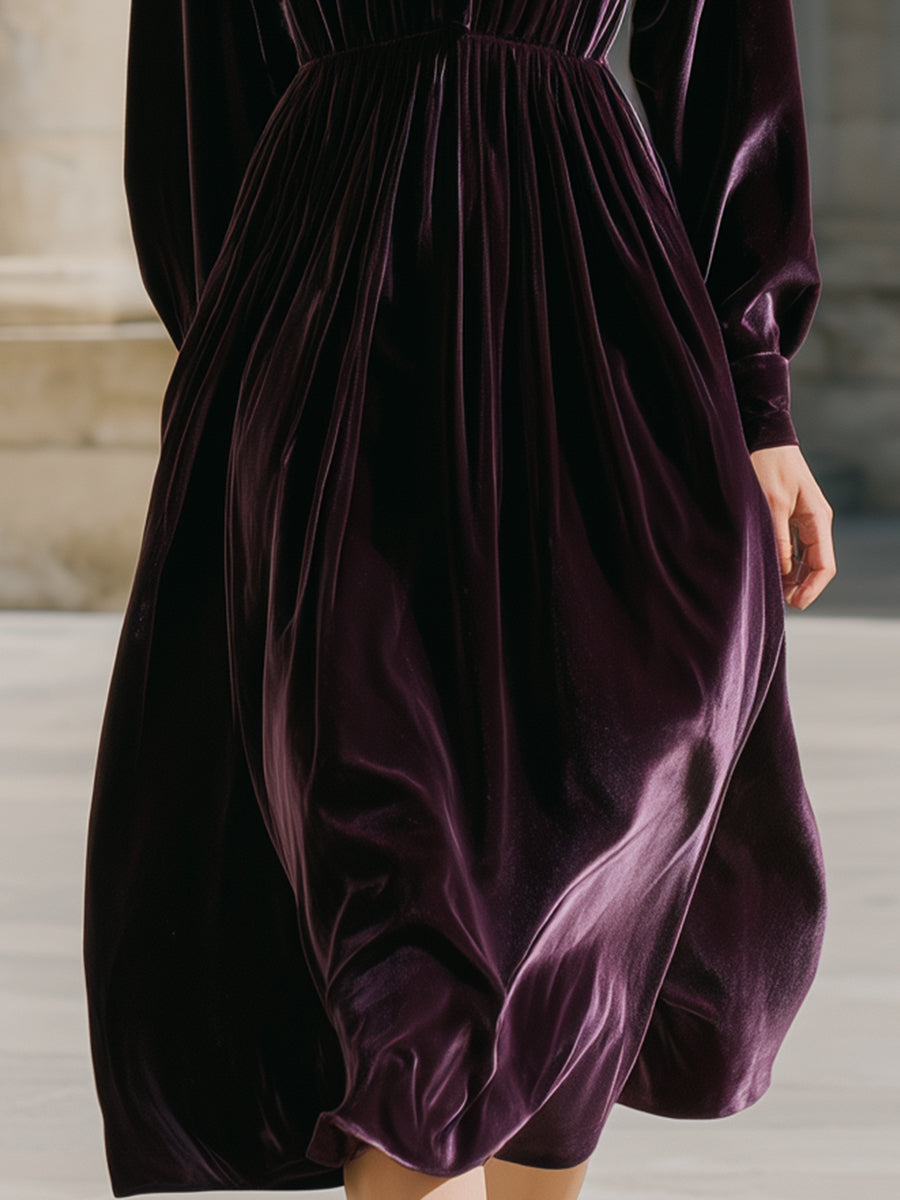 Aubergine Velvet Shirt Dress MollyBoo