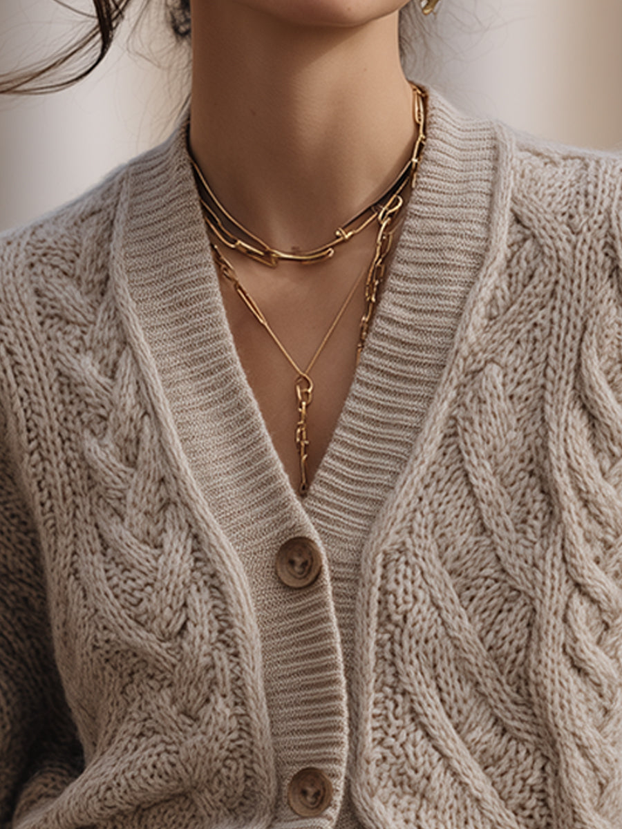 Chunky Cable Knit Button Cardigan MollyBoo