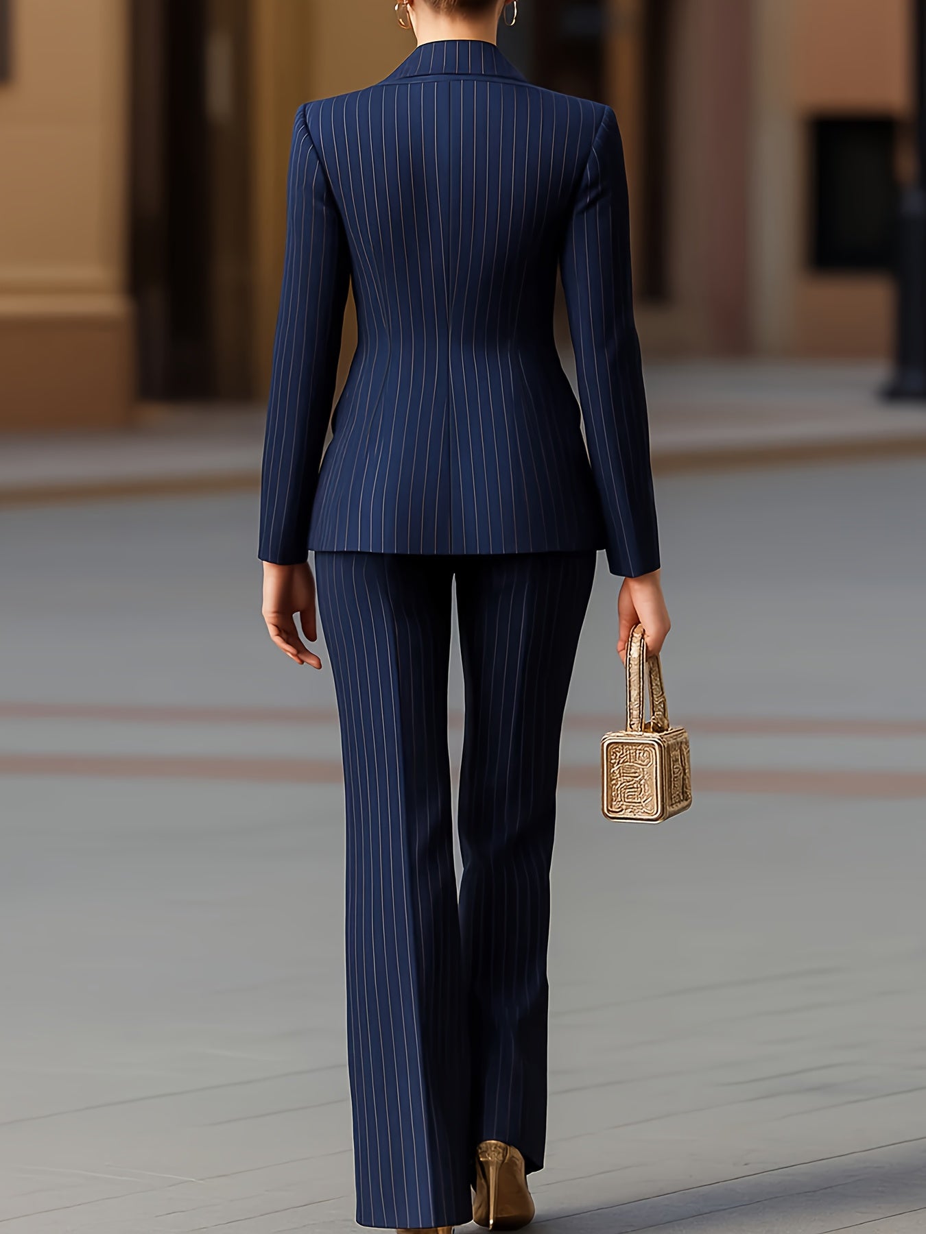 Conjunto de Terno Feminino Elegante e Simples com Botões Duplos, Conjuntais Elegantes para Mulheres Roupas Formalizadas Trajes Clássicos Suítes Masculinas Estilos Sofisticados Looks Profissionais Executivas do Escritório MollyBoo