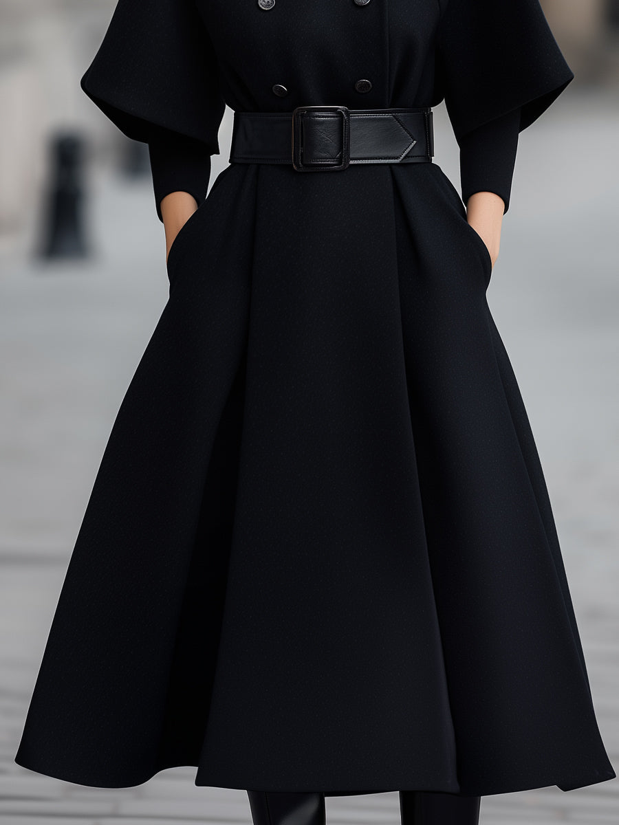 Cape-Sleeve Belted Midi Dress MollyBoo
