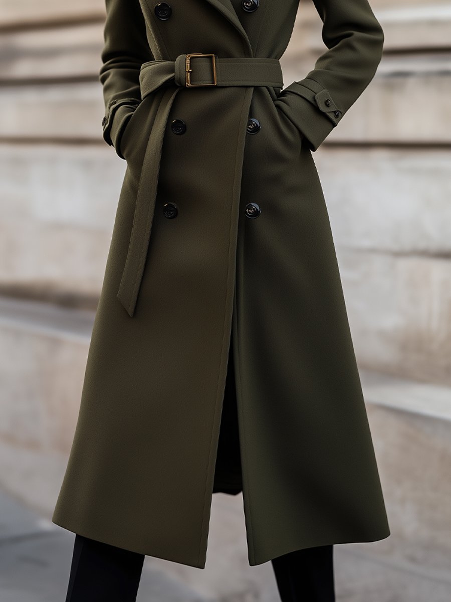 Tailored Olive Green Wool Coat for Timeless Winter Elegance MollyBoo