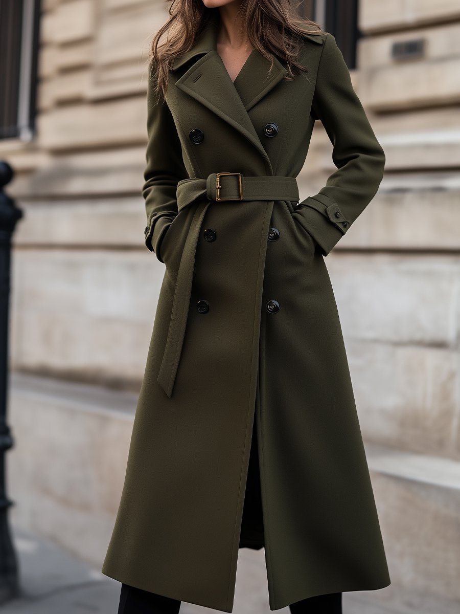Tailored Olive Green Wool Coat for Timeless Winter Elegance MollyBoo
