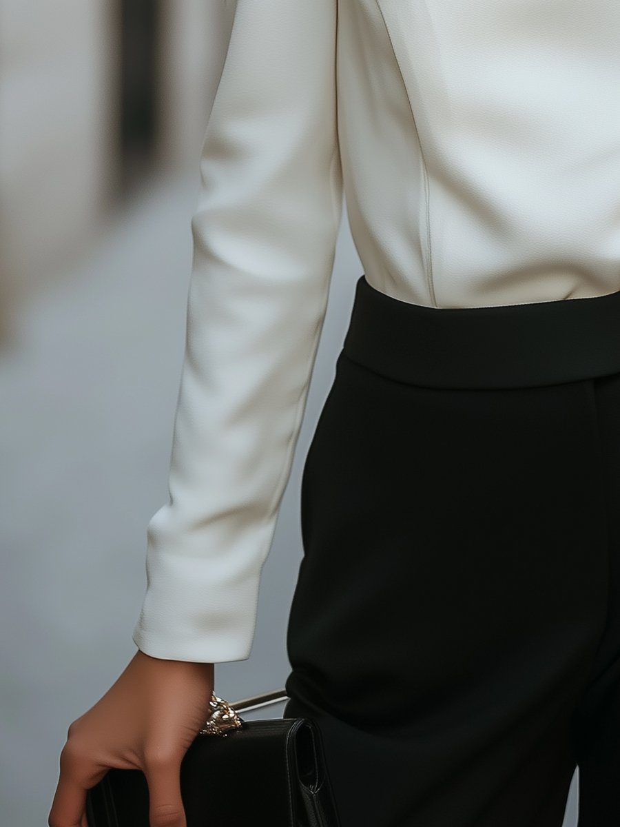 White Asymmetrical Buttoned Blouse MollyBoo